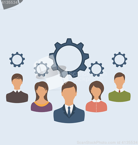 Image of Business people with cogwheels, business teamwork 