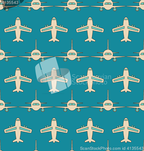 Image of Seamless Background with Flying Transports