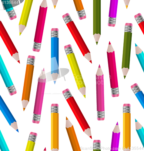 Image of Seamless Wallpaper with Colorful Pencils