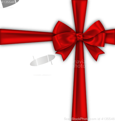 Image of Red Satin Ribbon and Bow Isolated 