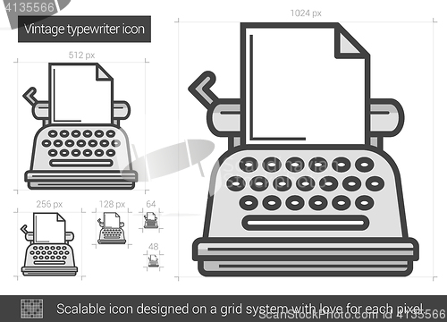 Image of Vintage typewriter line icon.