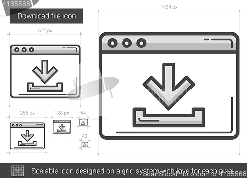 Image of Download file line icon.