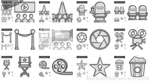 Image of Cinema line icon set.