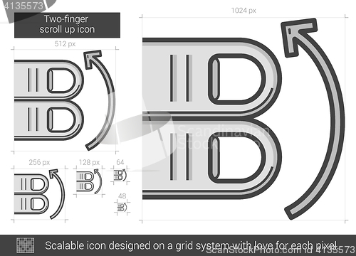 Image of Two-finger scroll up line icon.