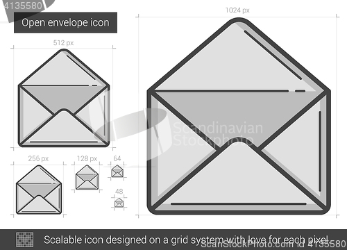 Image of Open envelope line icon.