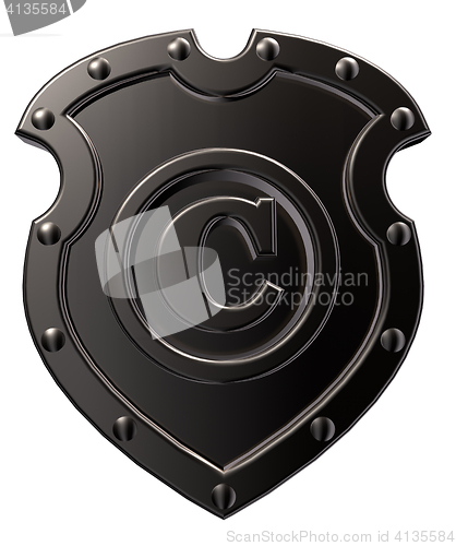 Image of copyright symbol on metal shield on white background - 3d illustration