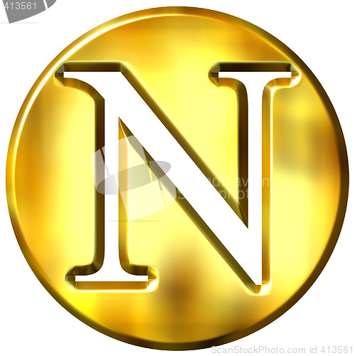 Image of 3D Golden Letter N