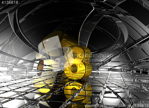 Image of number eight in abstract futuristic space - 3d rendering