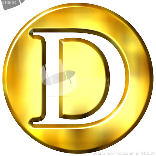 Image of 3D Golden Letter D