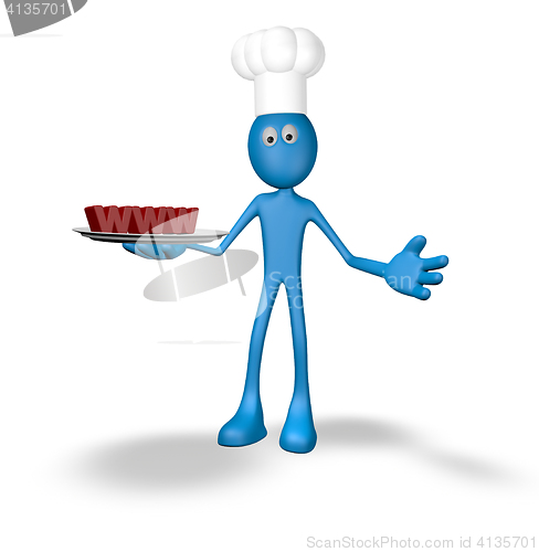 Image of cook cartoon guy with www on plate - 3d illustration