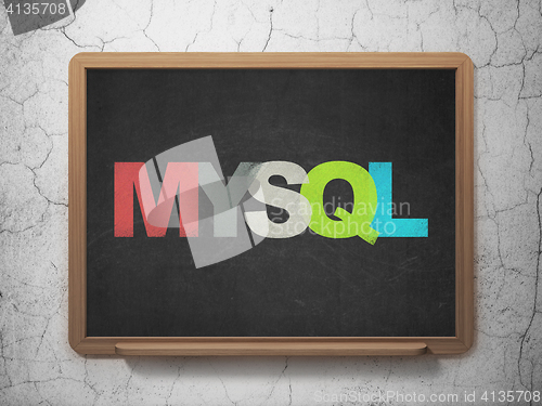 Image of Database concept: MySQL on School board background