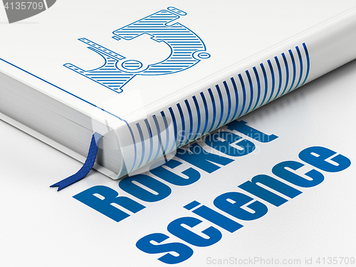 Image of Science concept: book Microscope, Rocket Science on white background