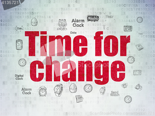 Image of Time concept: Time for Change on Digital Data Paper background