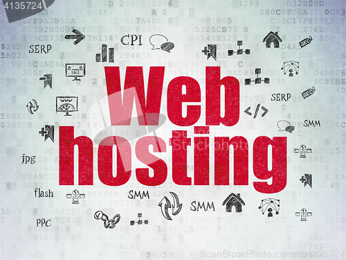Image of Web development concept: Web Hosting on Digital Data Paper background