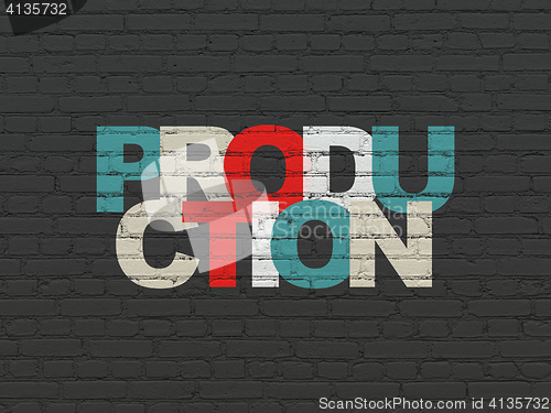 Image of Finance concept: Production on wall background