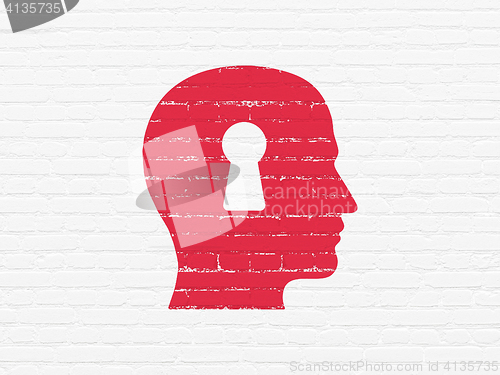 Image of Business concept: Head With Keyhole on wall background