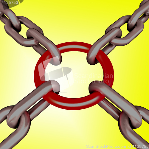 Image of Red Link Yellow Background Shows Strength Security