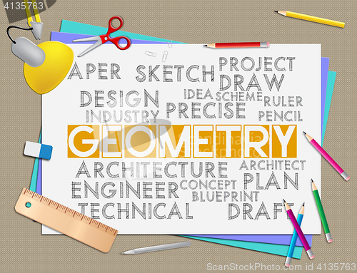 Image of Geometry Words Shows Shape Measurement And Geometric