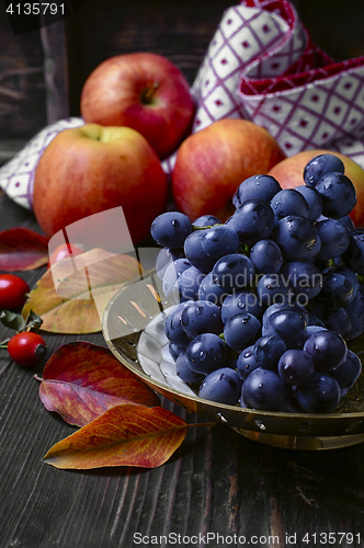 Image of Still life with apples and grapes