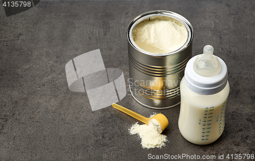 Image of Baby bottle and milk powder