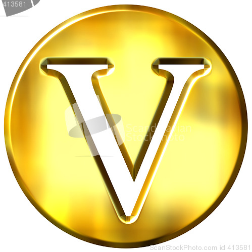 Image of 3D Golden Letter V