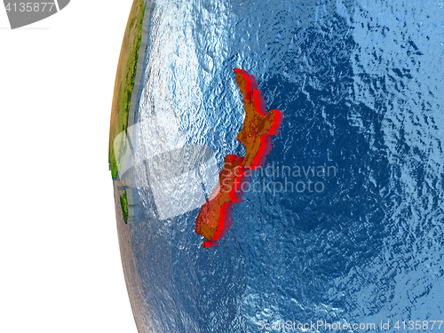 Image of New Zealand on globe