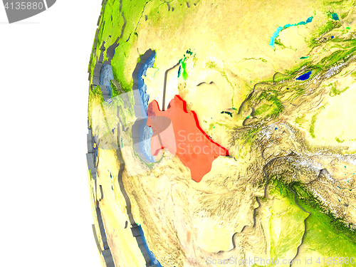 Image of Turkmenistan on globe