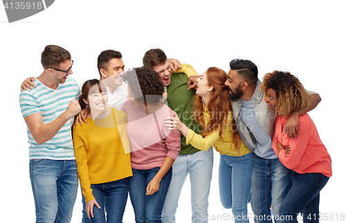 Image of international group of happy laughing people