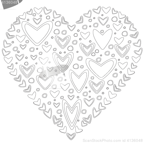 Image of Love concept of hearts in the shape of a heart