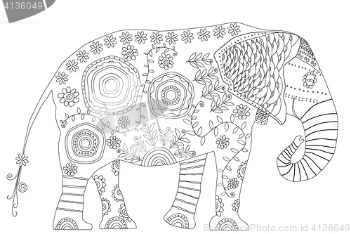 Image of Black and white illustration for coloring book.