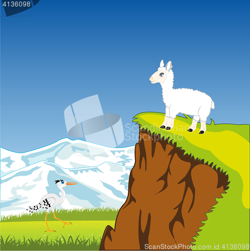 Image of Mountain landscape with animal