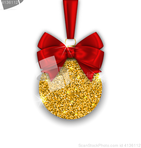 Image of Glitter Christmas Ball with Golden Surface