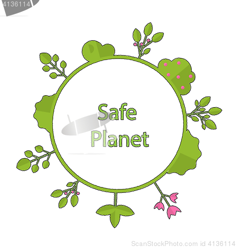 Image of Frame form circle green earth plant flower cry safe planet