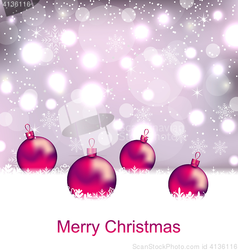 Image of Shimmering Card with Balls For Merry Christmas 