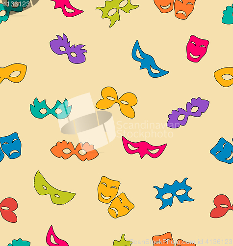 Image of Colorful carnival masks seamless pattern