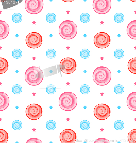 Image of Colorful Seamless Pattern with Lollipops, Swirl Sweets