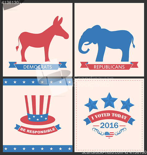Image of Retro Cards for Advertise of United States Political Parties