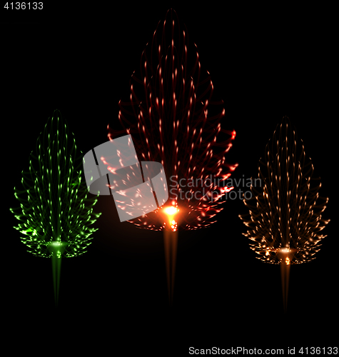Image of Festive firework three different color shape pine