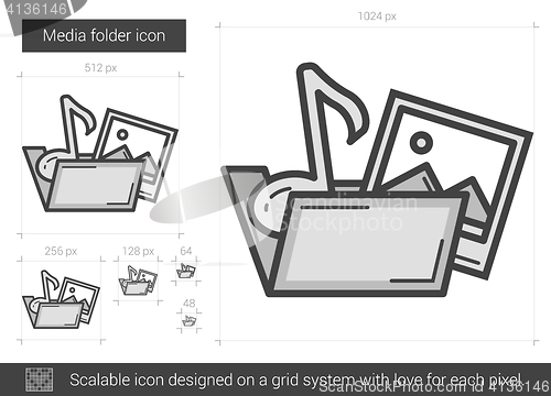 Image of Media folder line icon.