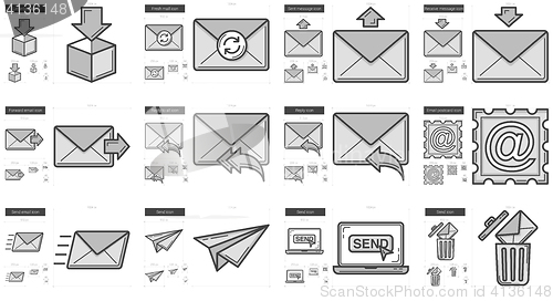 Image of Email line icon set.