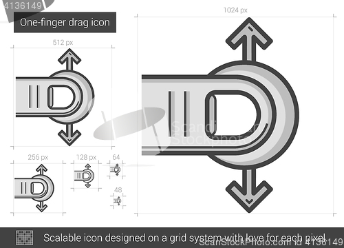 Image of One-finger drag line icon.