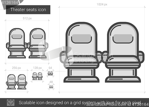 Image of Theater seats line icon.