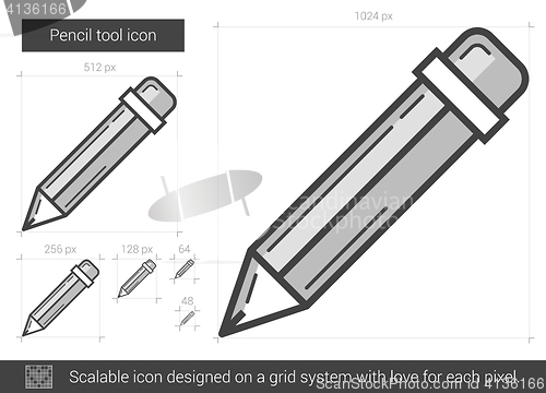 Image of Pencil tool line icon.