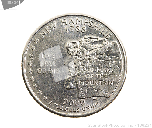 Image of coin in a quarter of the US dollar
