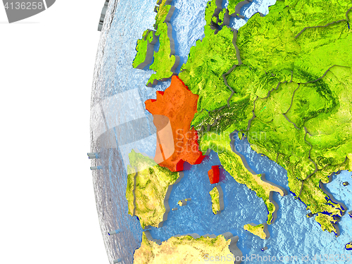 Image of France on globe