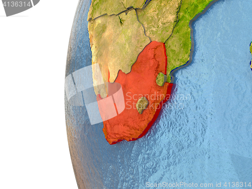 Image of South Africa on globe