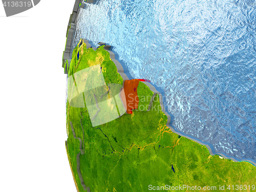 Image of Suriname on globe