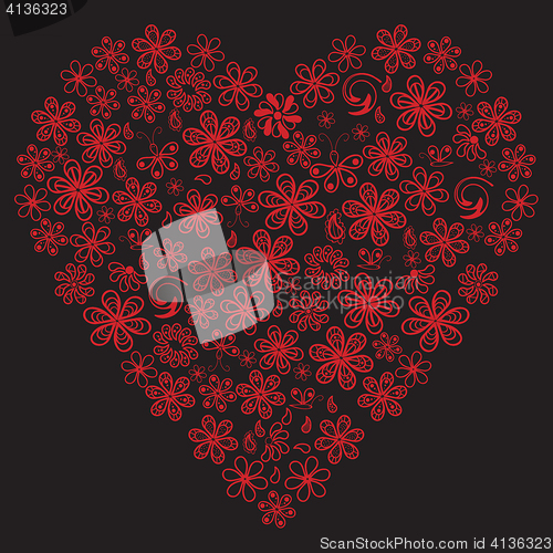 Image of Love concept of flowers in the shape of a heart