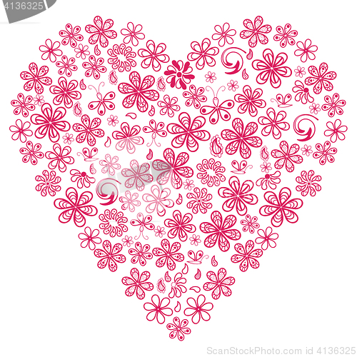 Image of Love concept of flowers in the shape of a heart