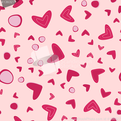 Image of Seamless pattern with hearts on pink